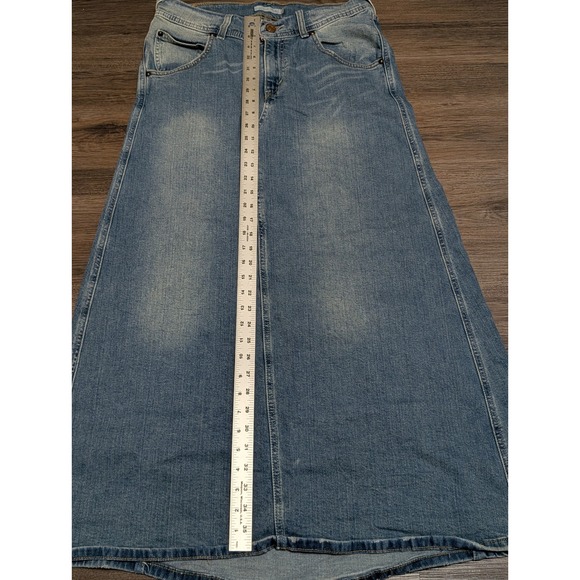 Levis Denim Maxi Skirt Womens Junior 9 Blue Medium Wash Long Cotton Blend Y2K - Picture 4 of 5